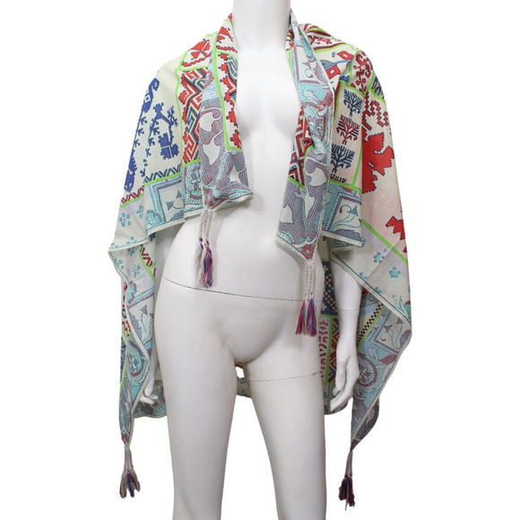 Johnny Was Accessories - Johnny Was 42" Tassel Cotton Scarf Multicolor Slavic Slovania Boho Design EUC
